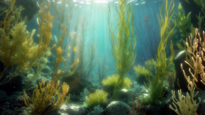 近距离水下场景海底或水族馆