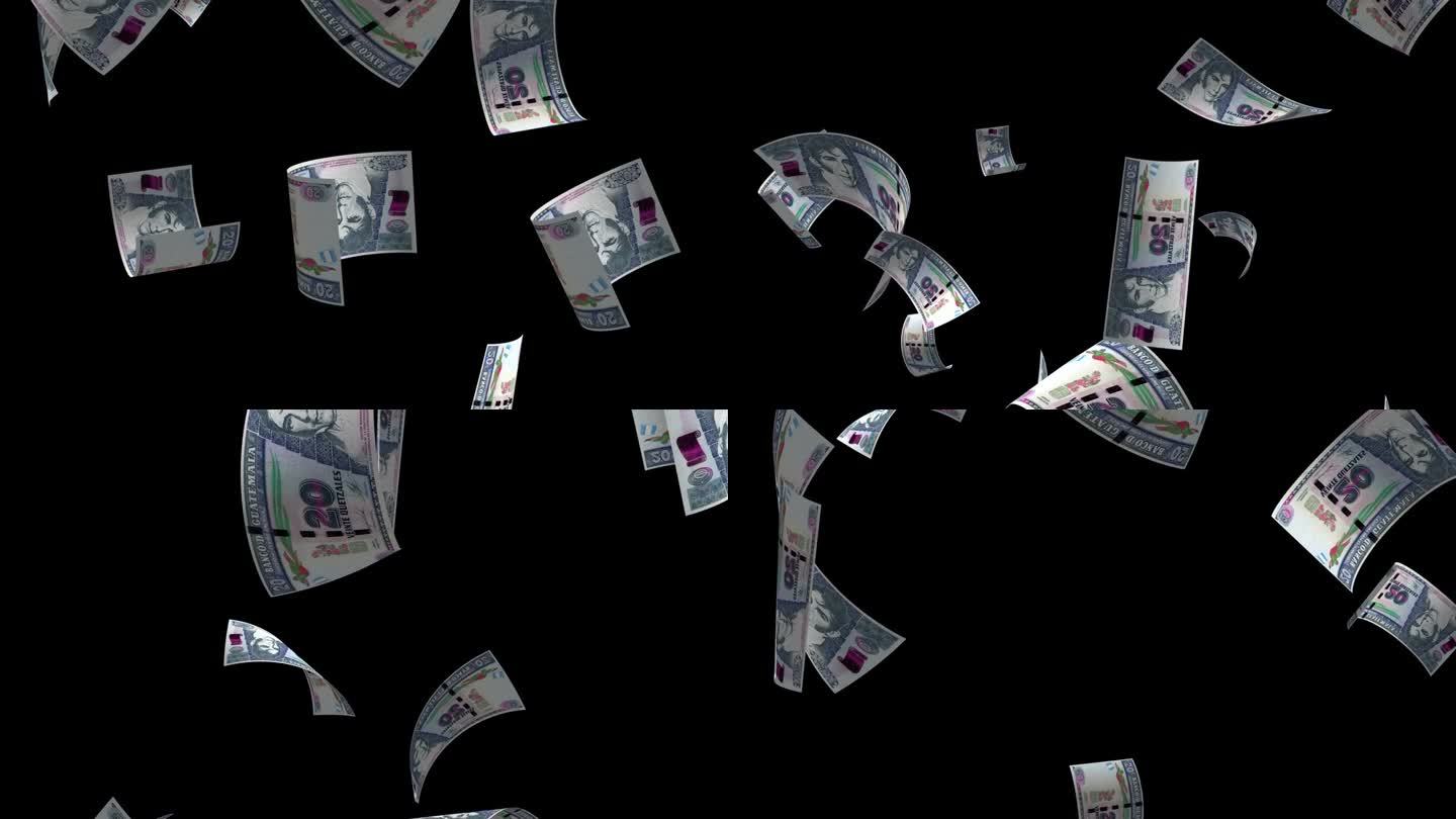 下落的危地马拉钞票动画背景