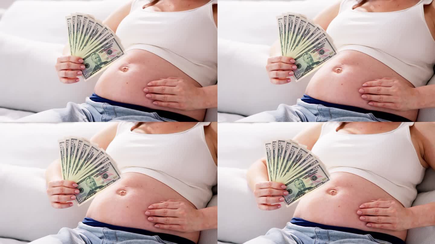 有钱的孕妇。健康的家庭
