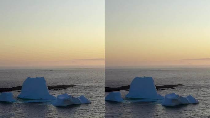 垂直视频独特的全景与冰山的南极海洋在南极洲。