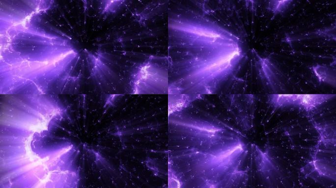 宇宙爆炸的说明性动画在紫色色调的背景