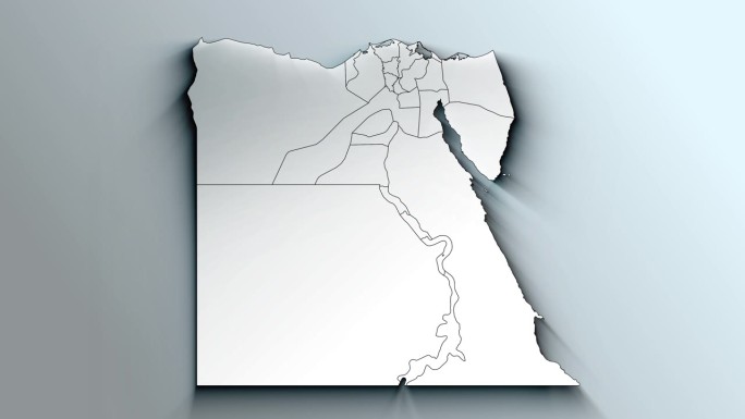 带省的现代埃及白色地图