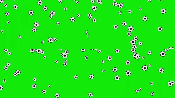 下落的足球运动图形与绿色的屏幕背景