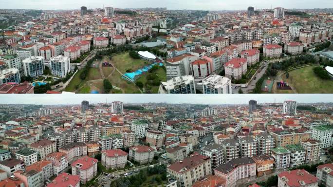 伊斯坦布尔山坡住宅开发项目的高架景观