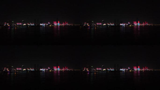 武汉长江大桥汉口城市灯光