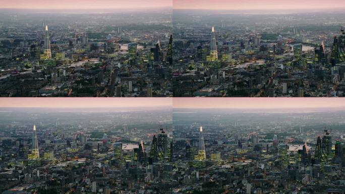 伦敦著名地标。黎明时分的城市风光。泰晤士河边著名的景点和建筑。英格兰。英国。用红色武器8K拍摄。