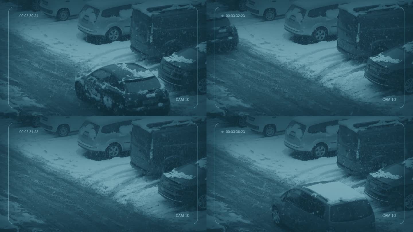 中央电视台冬天在停车场下雪