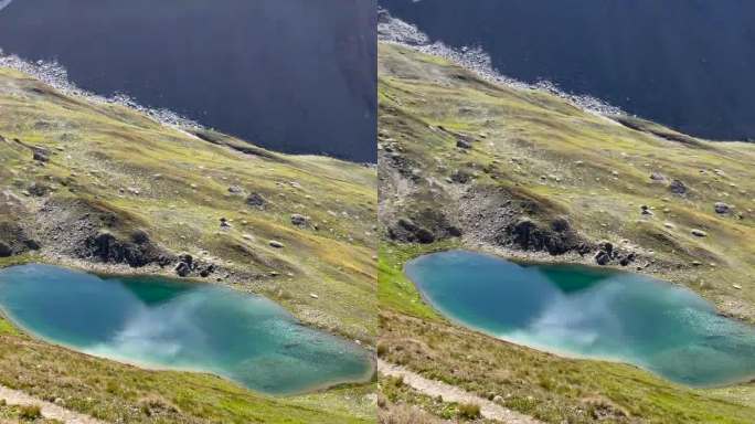 POV在勃朗峰附近的高山小径徒步旅行