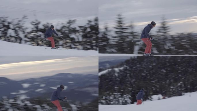 滑雪者从雪道上滑下