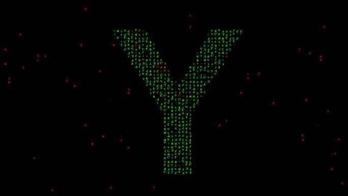 英文字母Y与矩阵代码在纯黑色背景