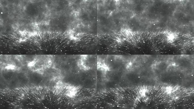 抽象的白色背景与闪闪发光的灰色粒子尘埃粒子在空气中耀斑星在一个黑暗的背景散景。未来的太空熠熠生辉。