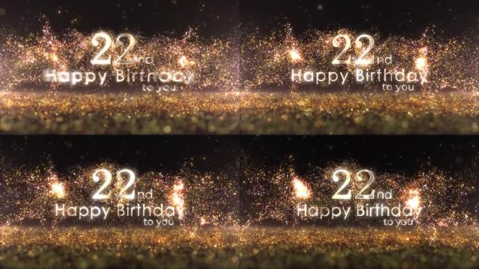 用金色的纸屑和微粒祝福22岁生日快乐，22岁生日，庆祝生日