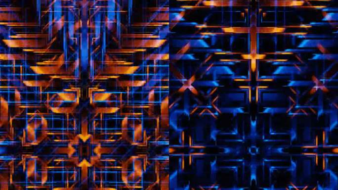 垂直视频抽象蓝色和橙色快速霓虹条纹vj循环动画