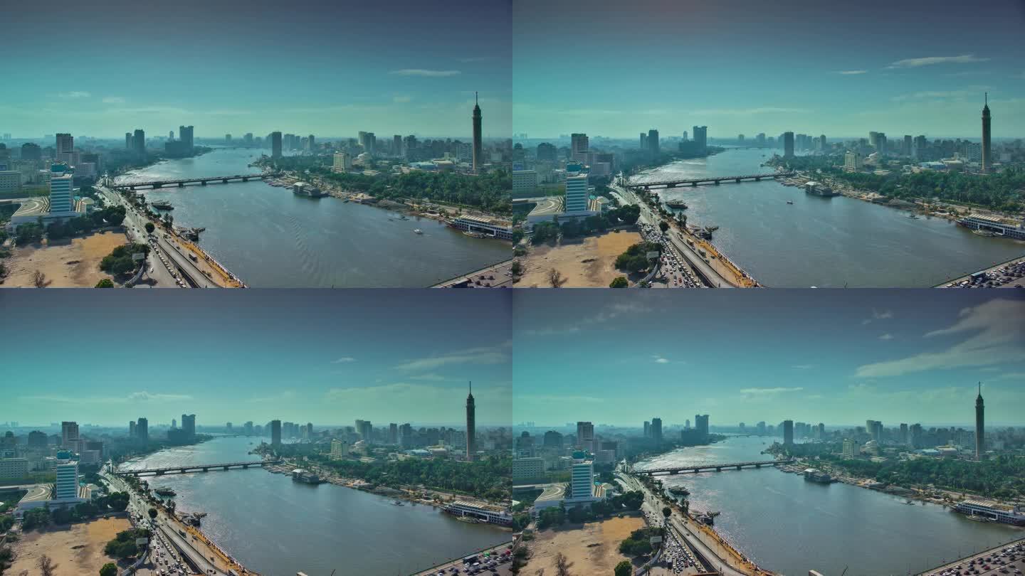 开罗,埃及城市延时现代化都市天机线空境