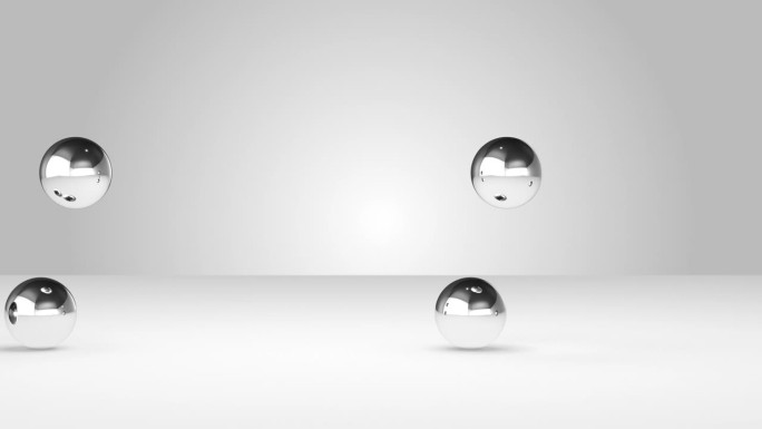 循环4k - Cg几何动画的金属球与真实的光和阴影在地板上