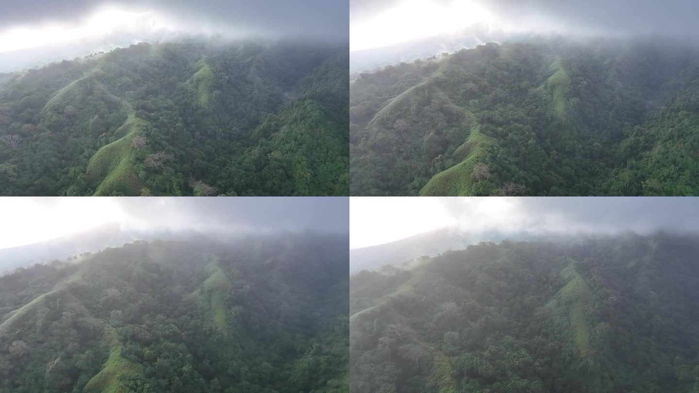 鸟瞰印尼火山岛上空漂浮的云