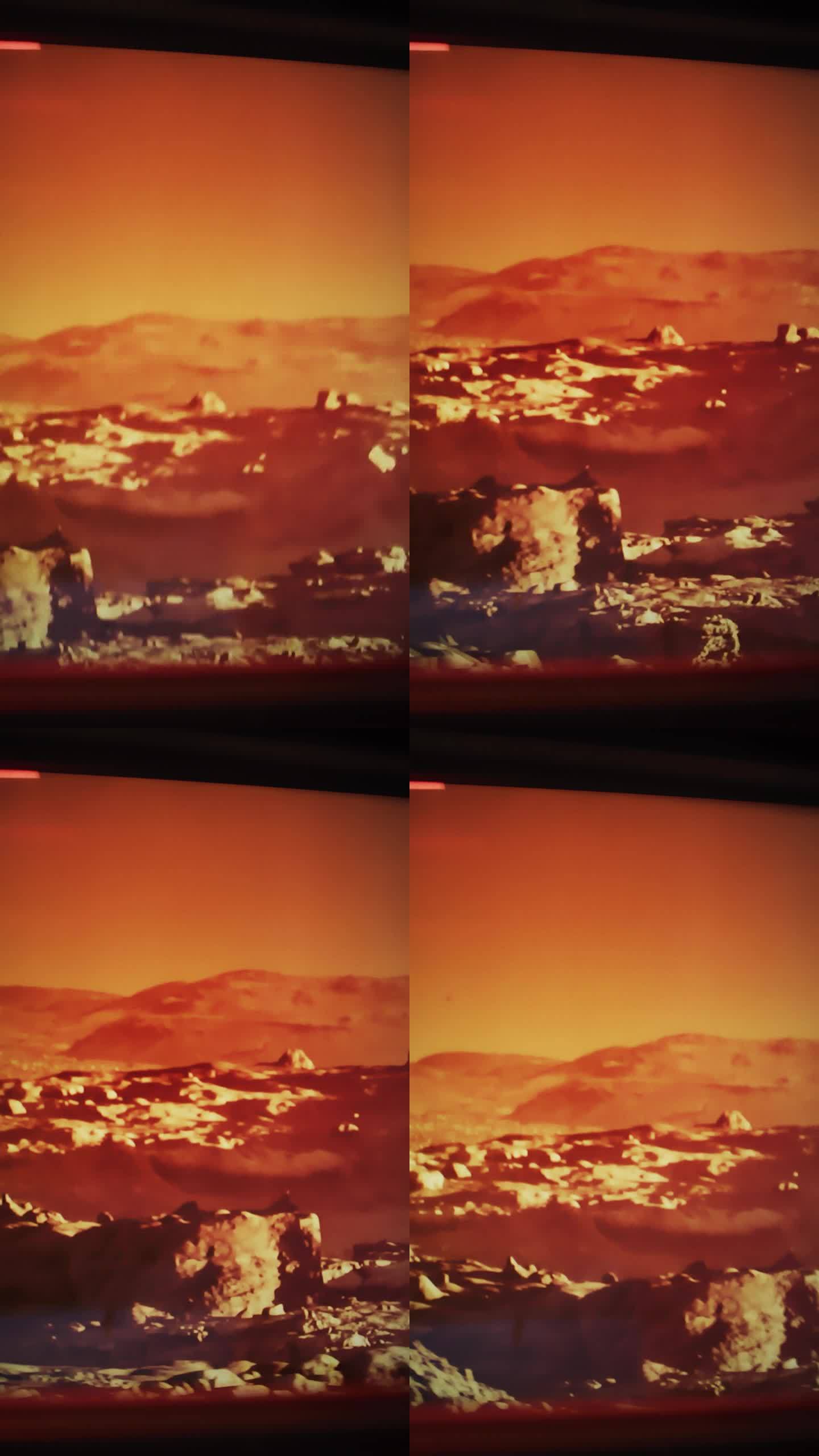 摇摇欲坠的火星探测器在火星粗糙的表面上旅行的垂直视频