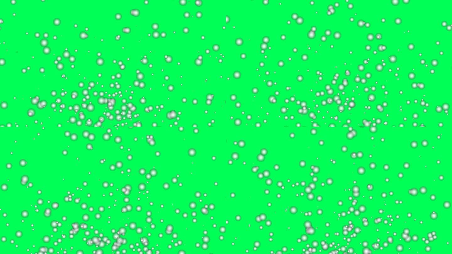 气泡在蓝色纯净的海洋中上升到水面。水泡上升并爆炸
泡泡环白色背景，泡泡绿屏，泡泡绿屏，香槟泡泡慢。