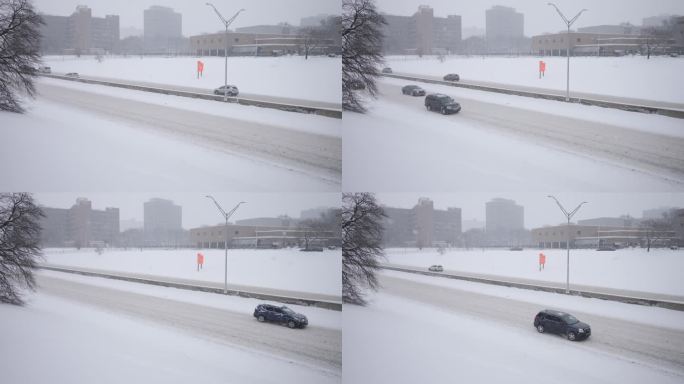 密歇根州底特律:冬天的高速公路
