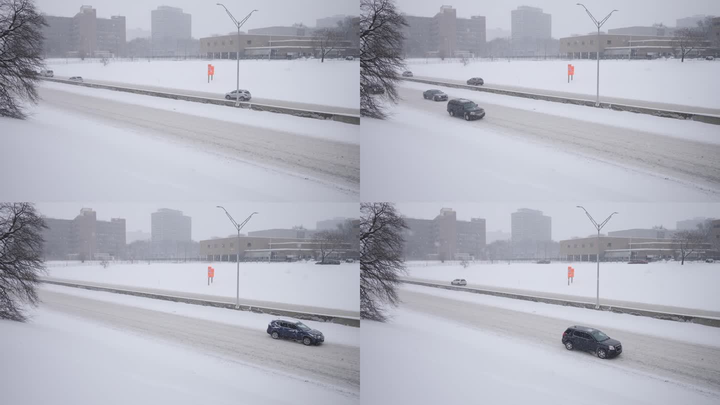 密歇根州底特律:冬天的高速公路