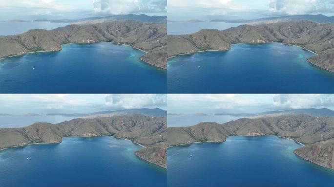 鸟瞰印尼科莫多岛风景优美的海湾