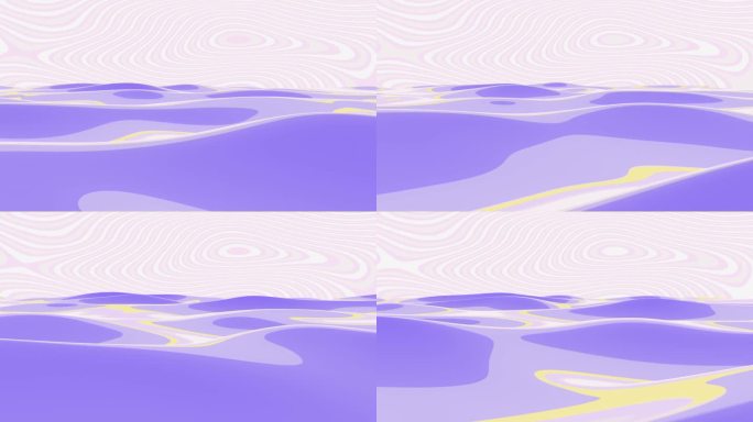 卡通水。波涛汹涌的海面。风格化的海洋和紫色的夕阳天空。催眠的动画天空。热带的场景。