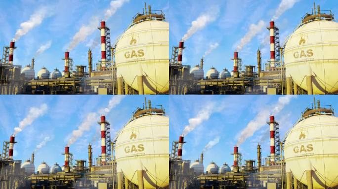 液化天然气-液体可燃气体重型工业设施与存储，有效的循环视频