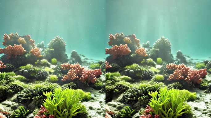 热带珊瑚礁的水下特写背景