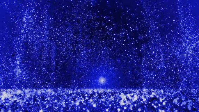 蓝色闪亮的星系粒子动画背景。