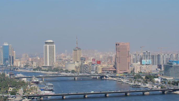 开罗,埃及大楼集群观光景点鸟瞰全景