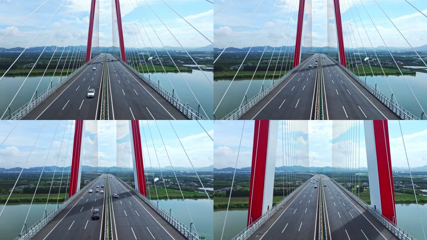 4k江门银洲湖大桥 穿越斜拉桥震撼航拍