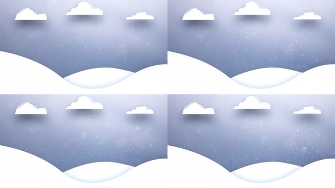 图文并茂的雪景配以云和降雪复制空间的节日贺卡主题圣诞和新年背景动画。