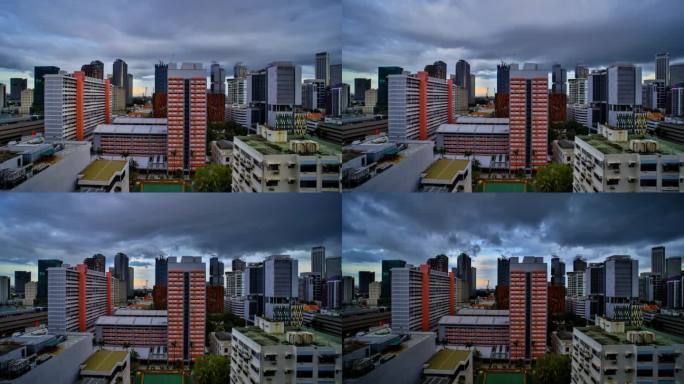 新加坡的天际线城市风光空中摄影无人机视角