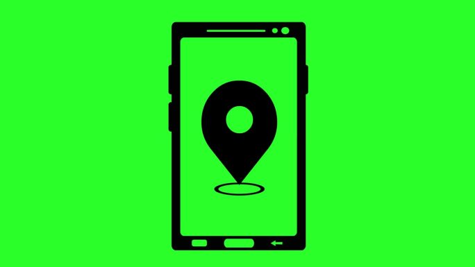 视频动画手机黑色图标和GPS(全球定位系统)符号