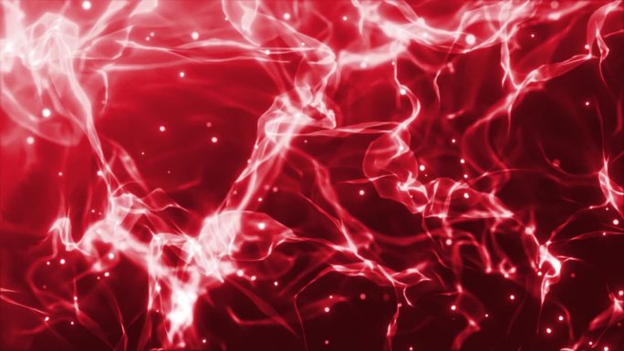抽象的红色烟雾背景，美丽的发光波从空气与粒子的能量和魔力。屏幕保护程序，视频在4k，运动图形设计-库