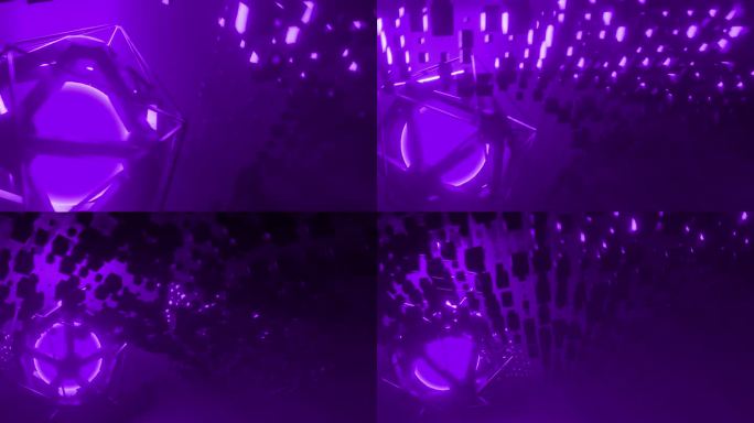 车轮在紫色方形形状3D节奏波模式的中间