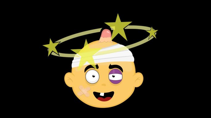 视频动画头部角色受伤碰撞看到星星