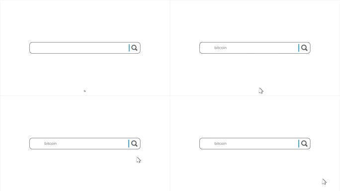 搜索动画中的比特币。互联网浏览器搜索