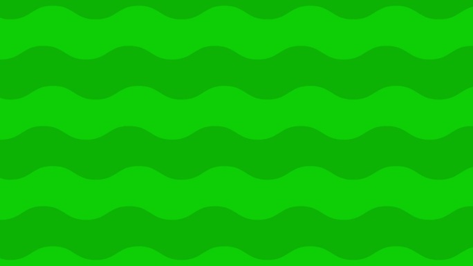 动画绿色波浪背景。毛圈的视频。装饰波逐渐移动。平的模式。矢量插图。