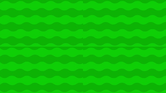 动画绿色波浪背景。毛圈的视频。装饰波逐渐移动。平的模式。矢量插图。