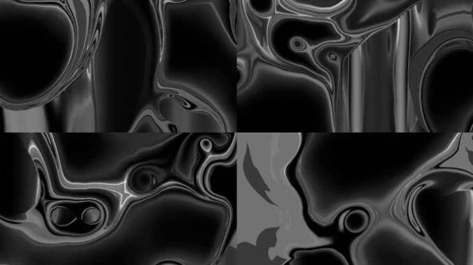 宽屏流体黑白液态融合金属背景投影47