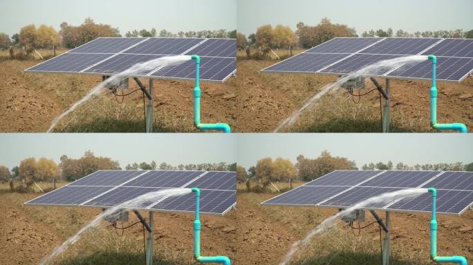 受厄尔尼诺现象影响，干旱时期农田地水泵用太阳能电池板。