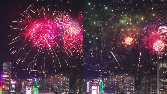 香港的春节烟花香港宣传片烟花爆炸背景