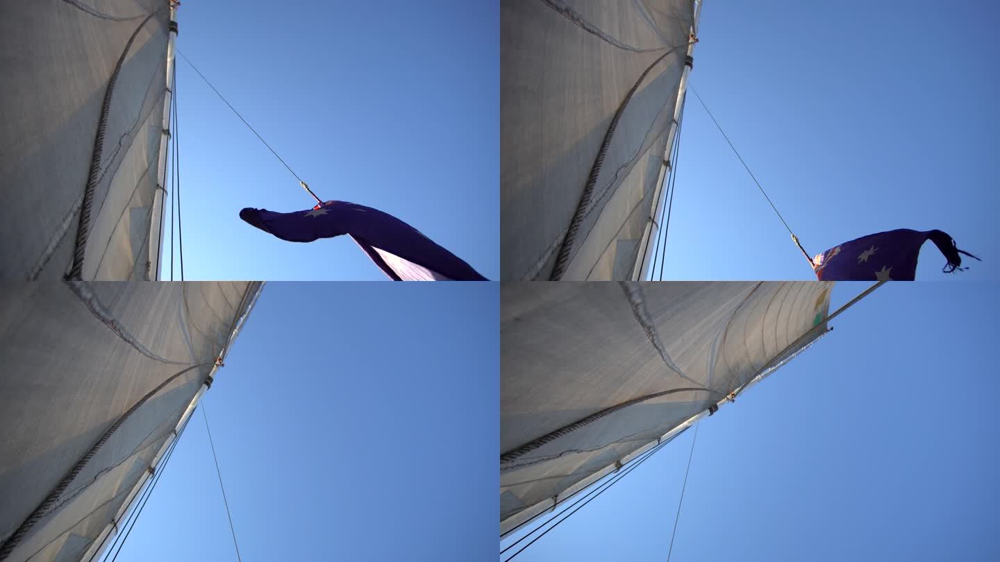 在尼罗河上巡航，在埃及的阿萨旺，在小帆船上航行，风和天空4k