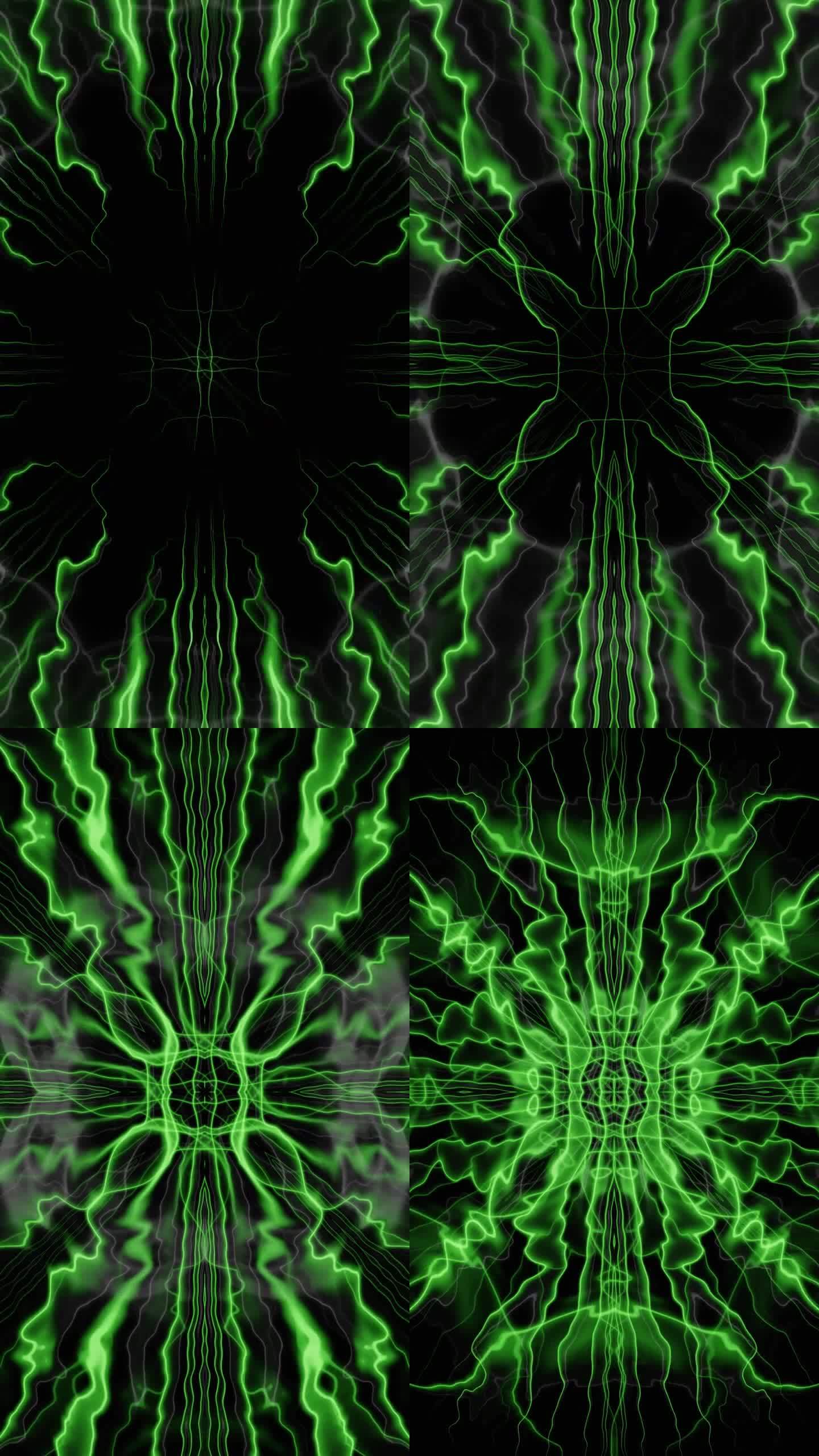 垂直视频绿色霓虹曲线波循环动画背景