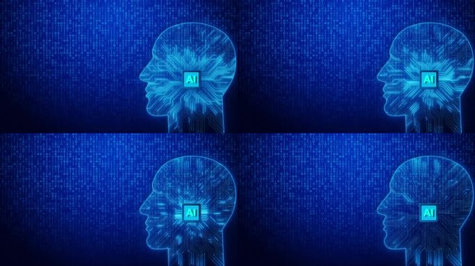 现代网络AI未来高科技概念可视化3D CPU处理器微芯片