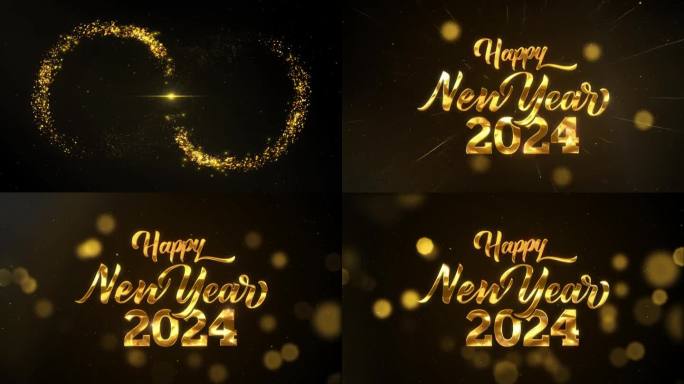 新年快乐2023金色火花闪耀在黑暗的庆祝背景。
