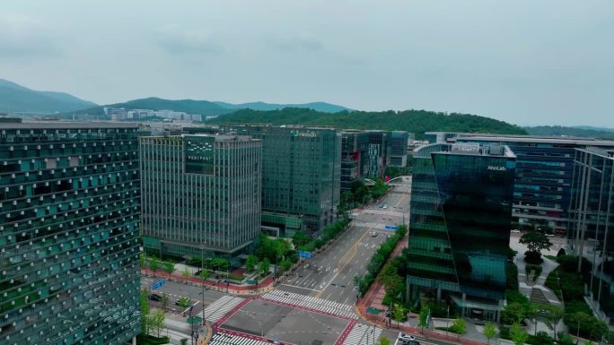韩国板桥新城无人机景观，IT Center Game company夏季60fps