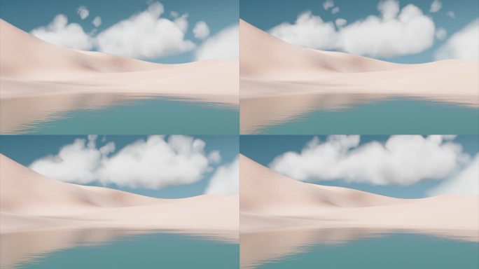 沙漠中的生命之河:令人惊叹的绿洲鸟瞰图[4K动画]-25 FPS