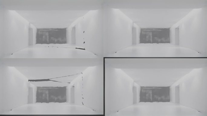 高达4K分辨率，白色走廊，3D点云动画，在Blender中渲染